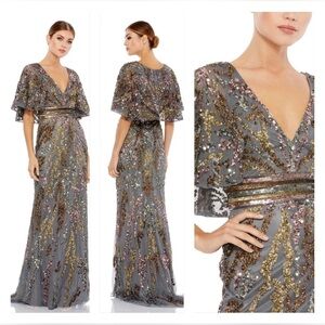 Mac Duggal 5439D NWT Cape Sleeve Sequin Dress